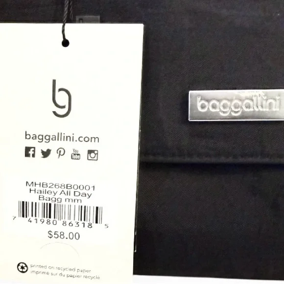 NWT Baggallini Black Nylon Hailey All Day Bagg Crossbody Travel - Picture 3 of 4